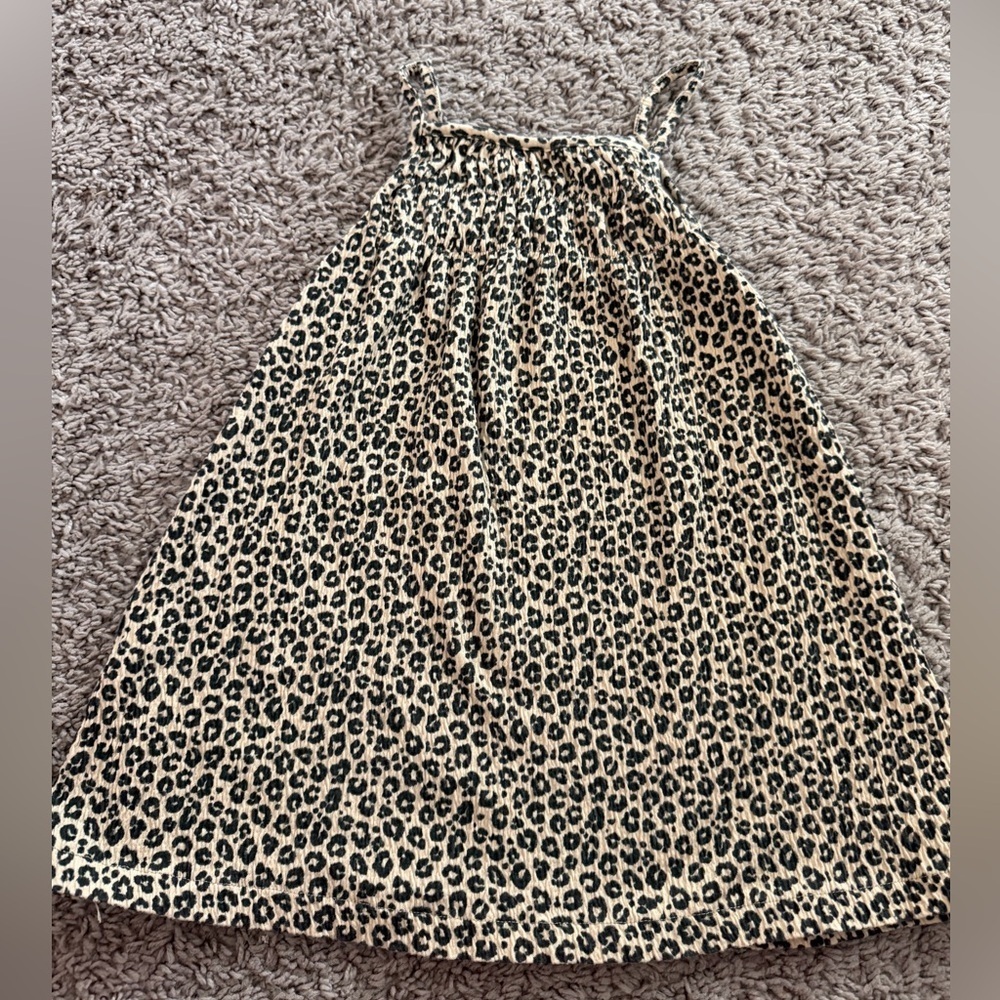 Preloved Zara Beige & Black Leopard Smocked Halter Top